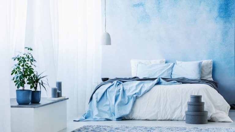 Dormitorio con colores azules